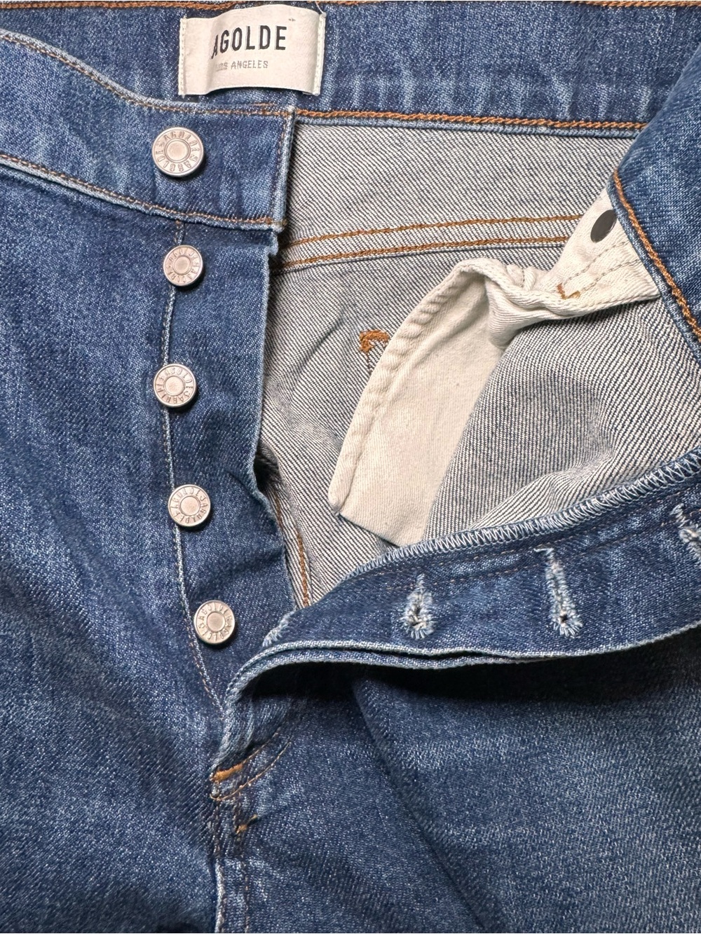 AGOLDE Nico High Rise Slim Jeans Fixation Button Fly Size 32 - Picture 3 of 10